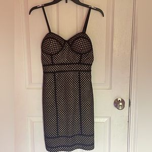 Black and gold polka dots cocktail dress, size Mef